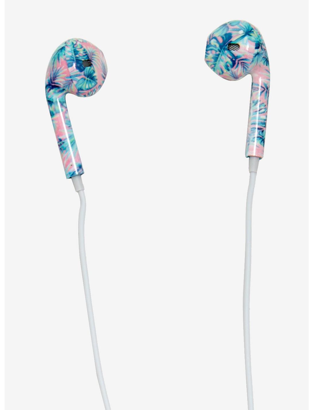 Pastel Palm Tree Tropical Earbuds, , hi-res