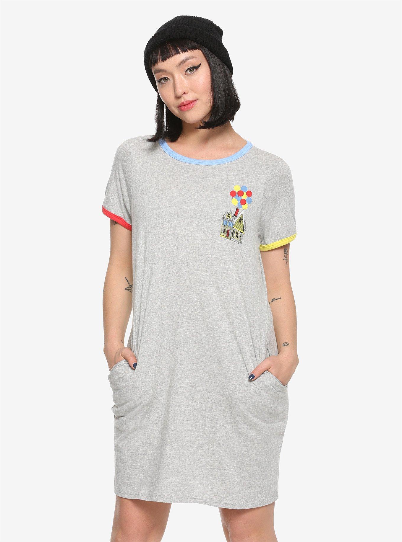 Disney Pixar Up Carl's House Ringer T-Shirt Dress, GREY, hi-res