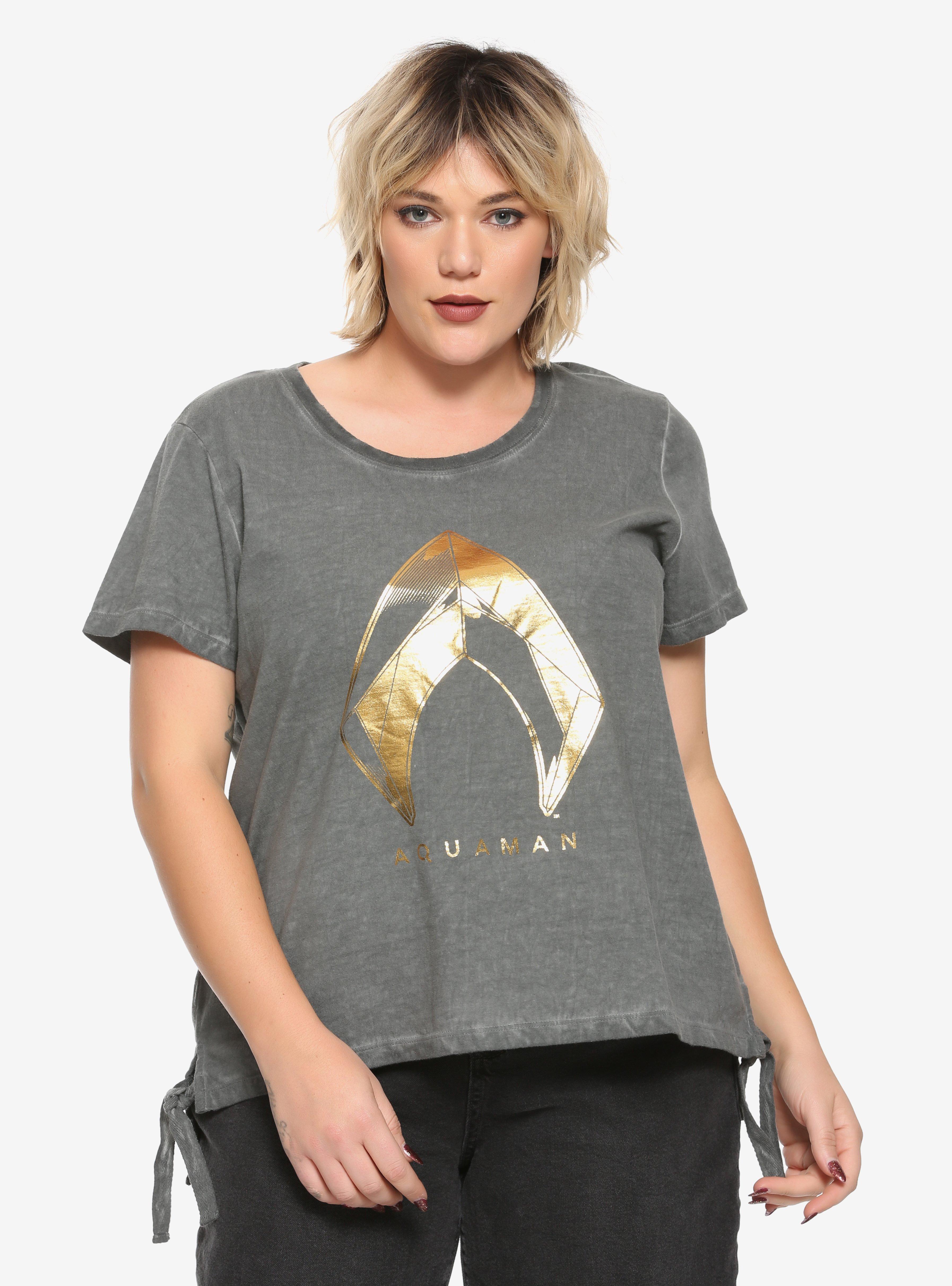 DC Comics Aquaman Atlantis Side Tie Girls T-Shirt Plus Size, GOLD, hi-res