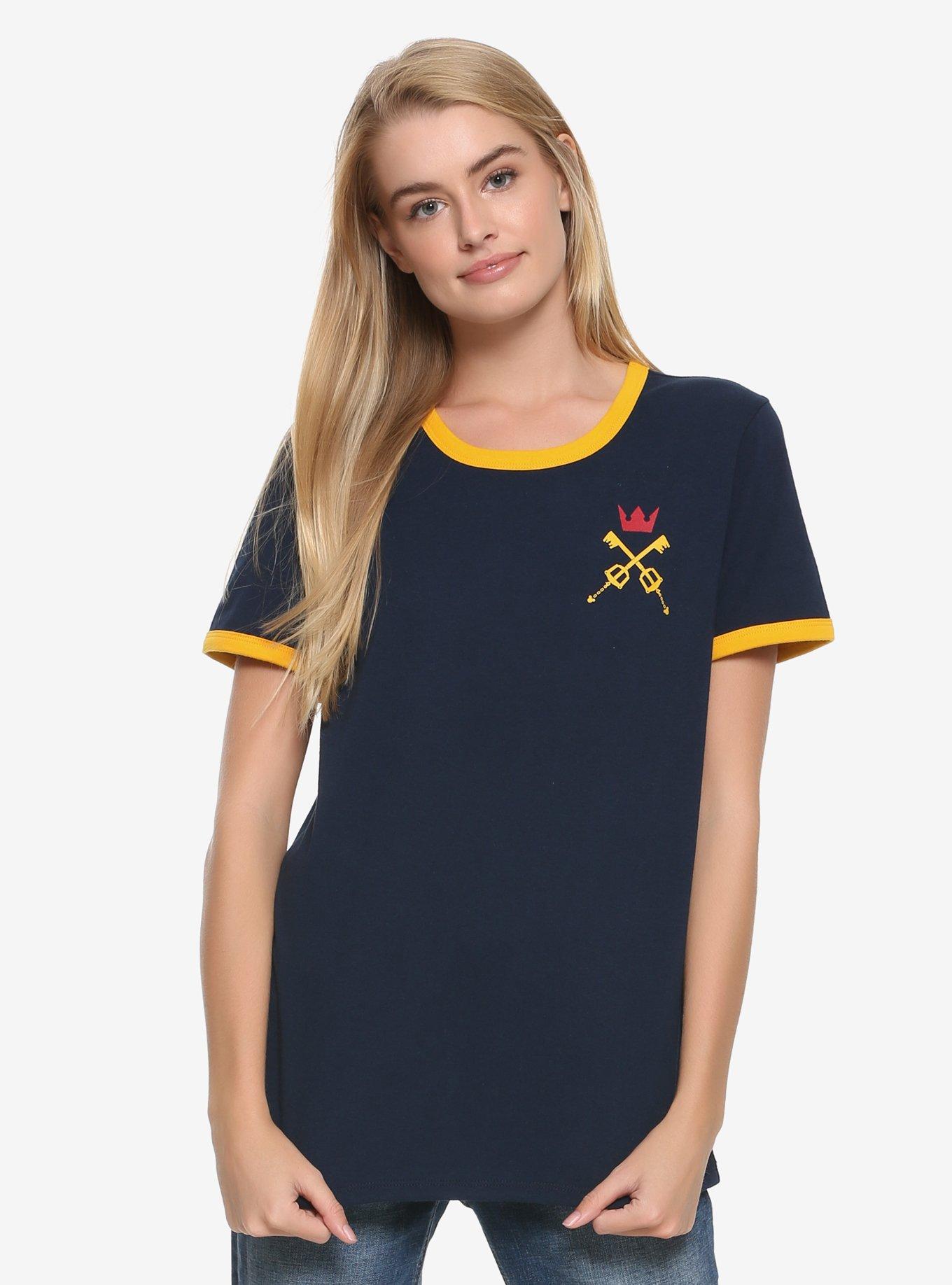 Disney Kingdom Hearts Keyblade Womens Ringer T-Shirt - BoxLunch Exclusive, BLUE, hi-res