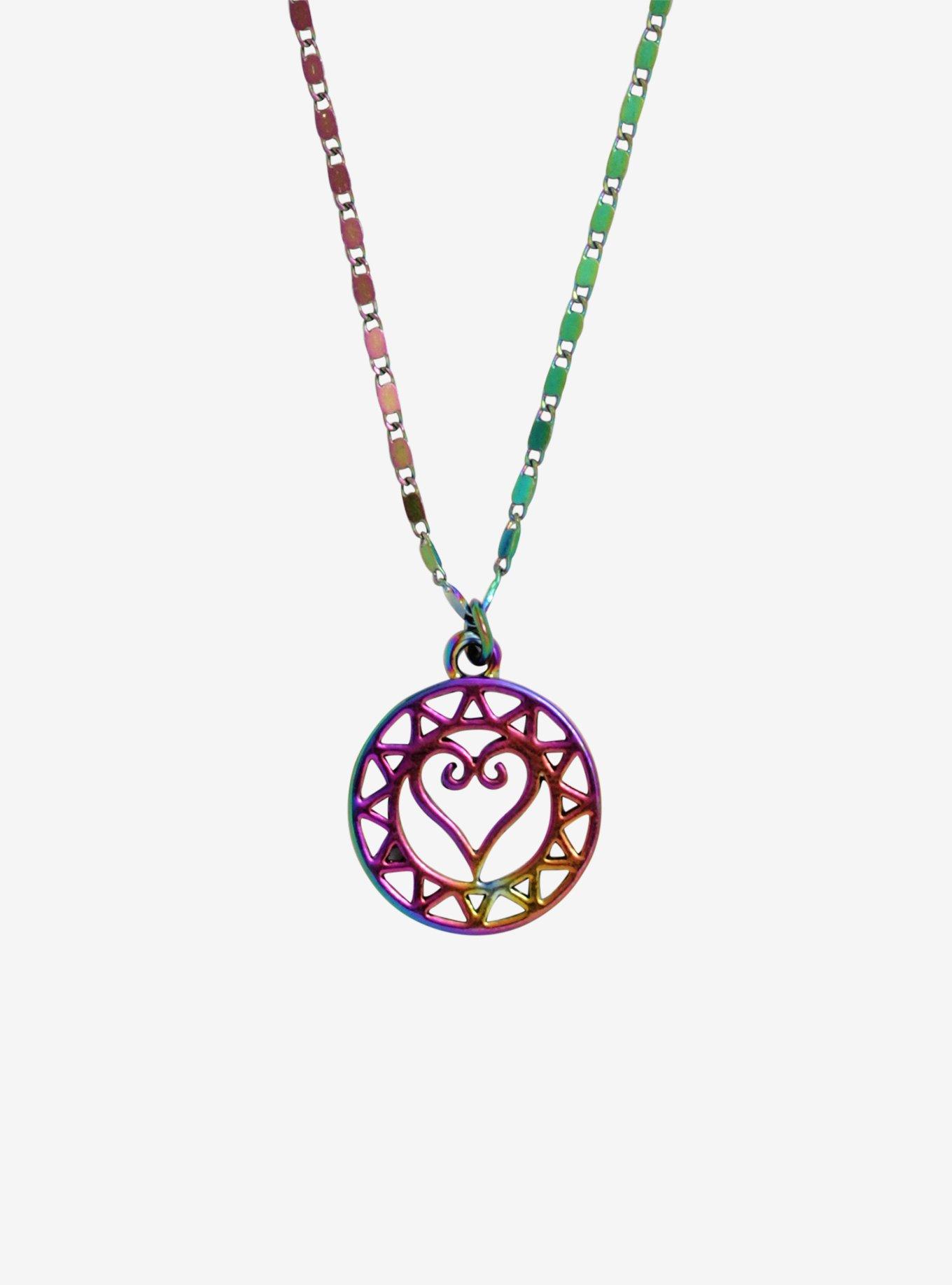 Disney Kingdom Hearts Anodized Logo Necklace, , hi-res