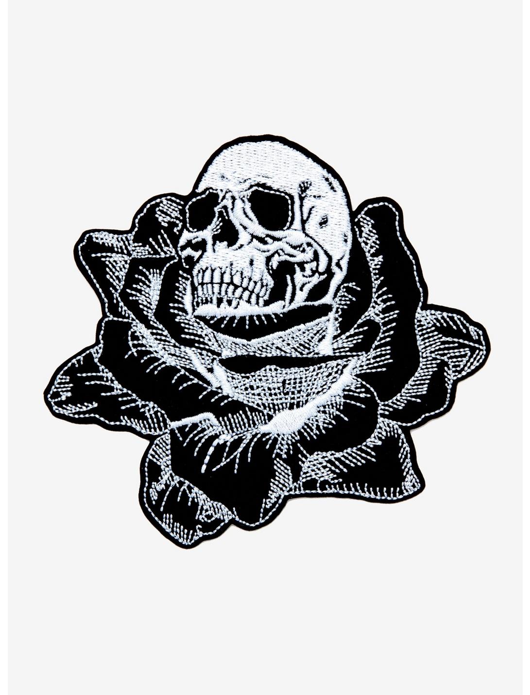 Velvet Rose Skull Patch, , hi-res