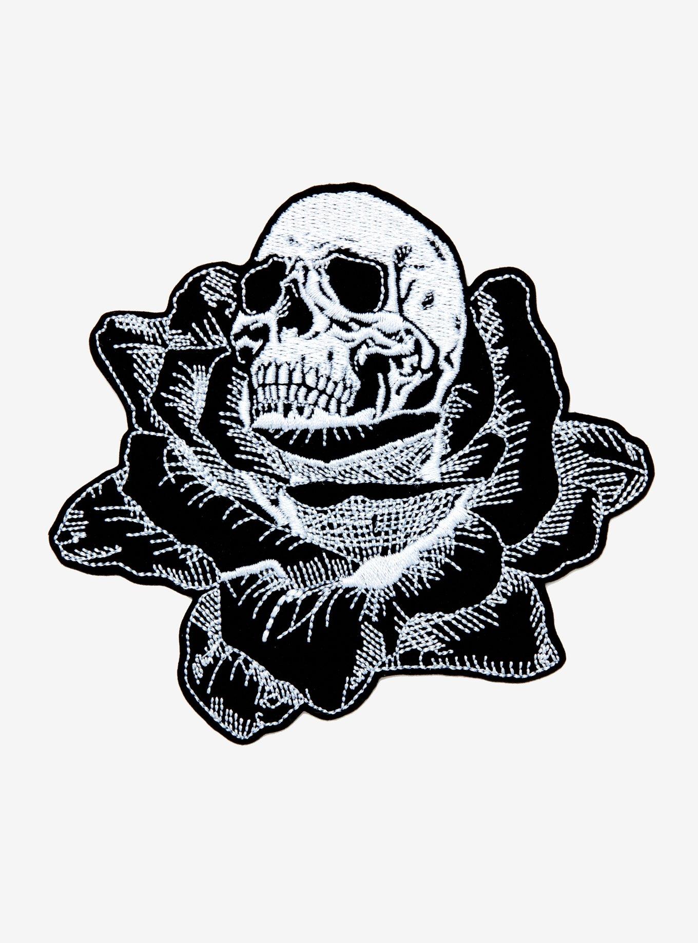 Velvet Rose Skull Patch, , hi-res