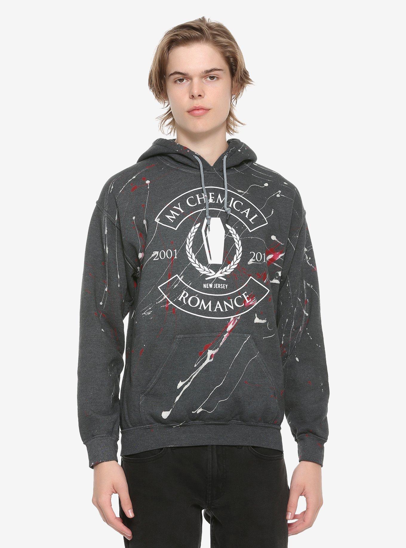 My Chemical Romance Coffin Crest Splash Dye Hoodie, BLACK, hi-res