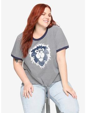 World Of Warcraft Alliance Tie-Front Striped T-Shirt Plus Size, , hi-res
