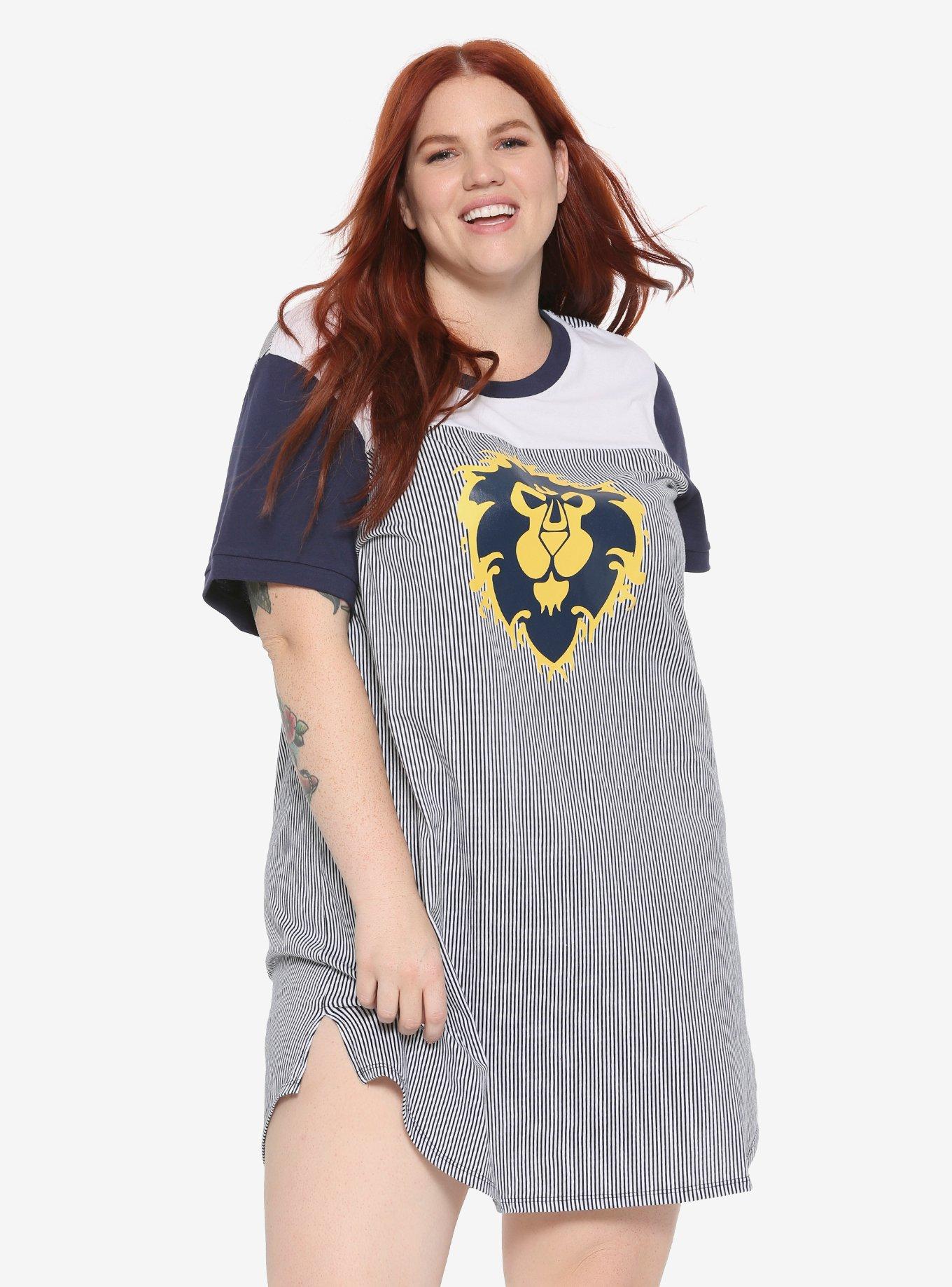 World Of Warcraft Alliance Striped T-Shirt Dress Plus Size, , hi-res