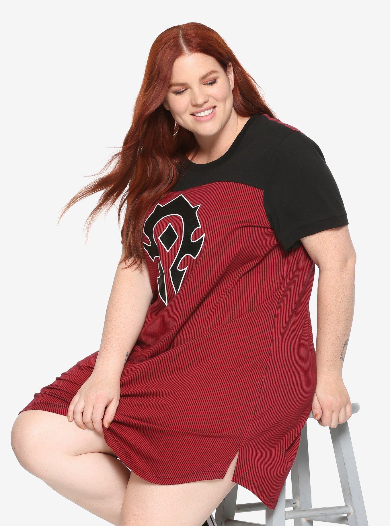World Of Warcraft Horde Striped T-Shirt Dress Plus size, , hi-res