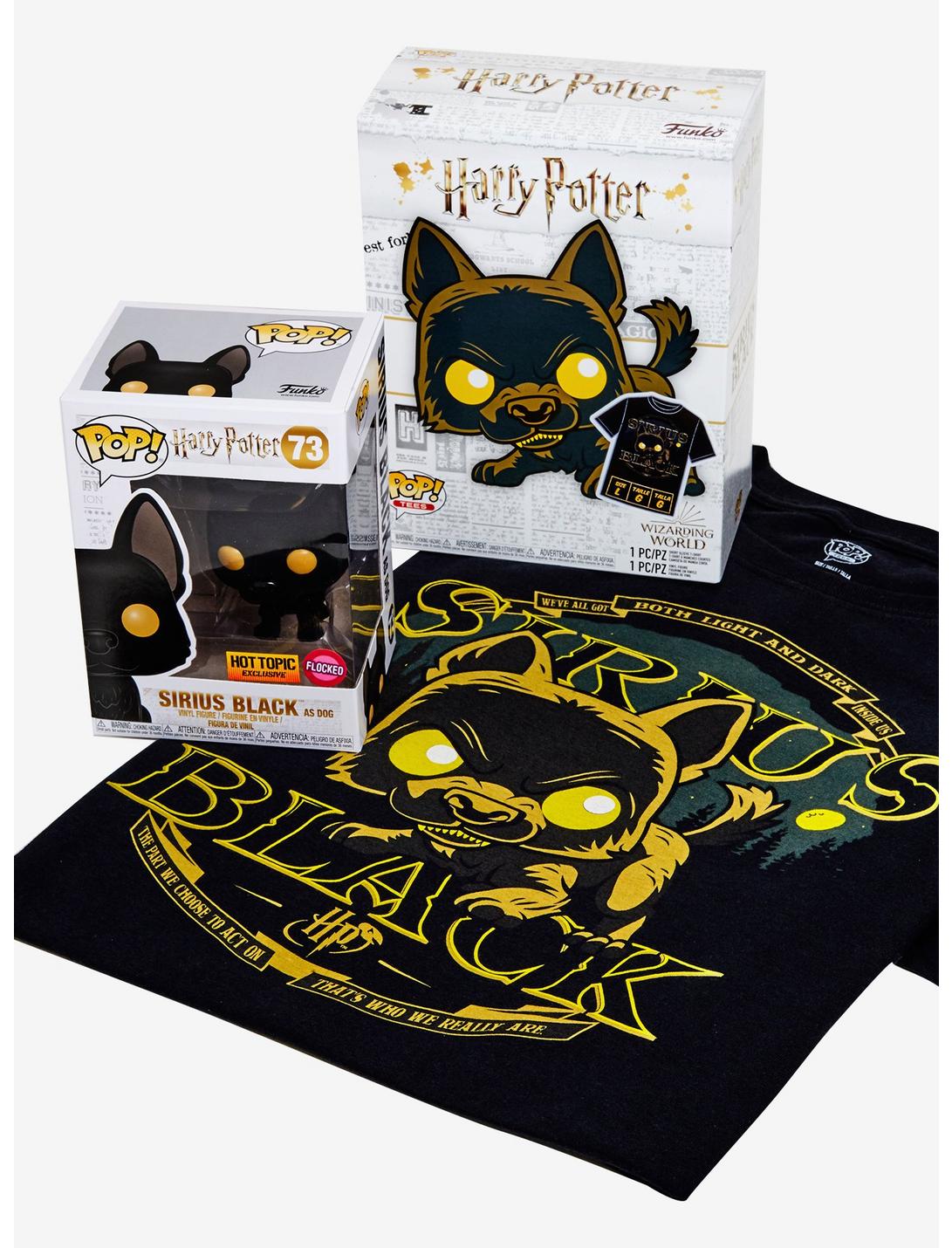 Funko Harry Potter Pop! Tees Sirius Black (As Dog) Flocked Vinyl Figure & T-Shirt Box Set Hot Topic Exclusive, MULTI, hi-res