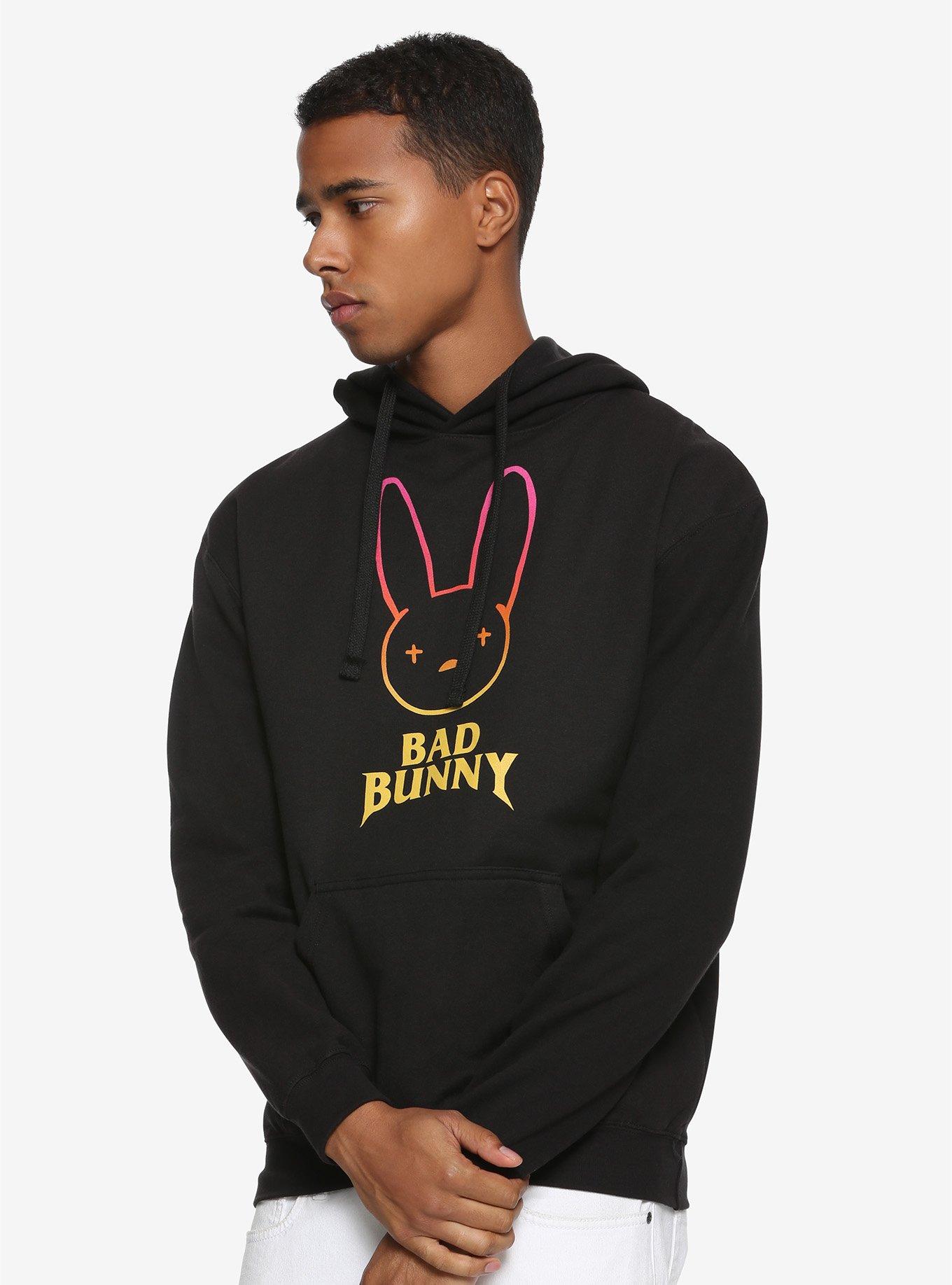 Bad Bunny Logo Hoodie, BLACK, hi-res