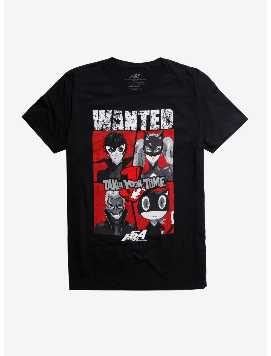 Persona 5 Wanted Take Your Time T-Shirt, BLACK, hi-res