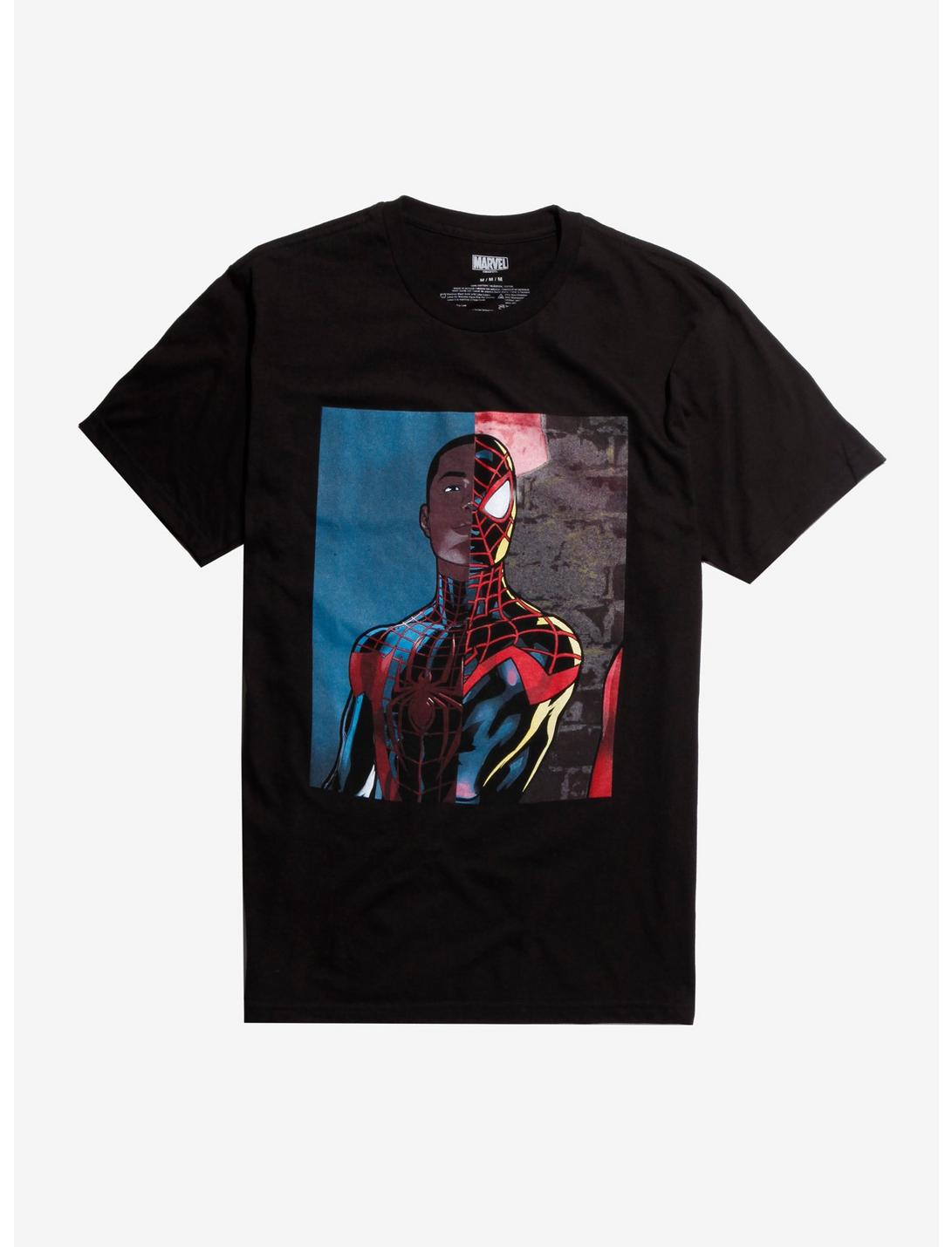 Marvel Spider-Man Miles Morales Split Face T-Shirt, BLACK, hi-res