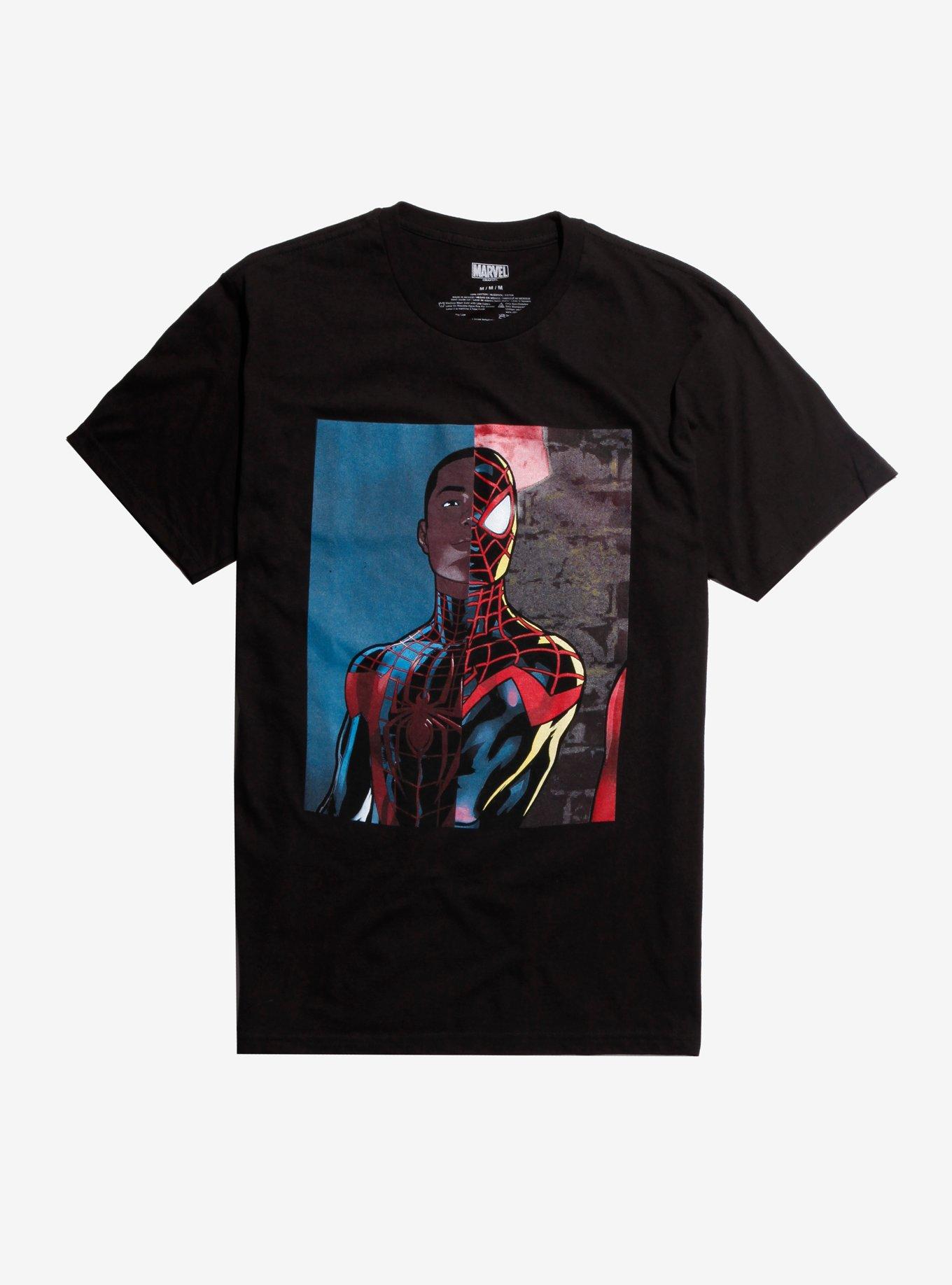 Marvel Spider-Man Miles Morales Split Face T-Shirt, BLACK, hi-res
