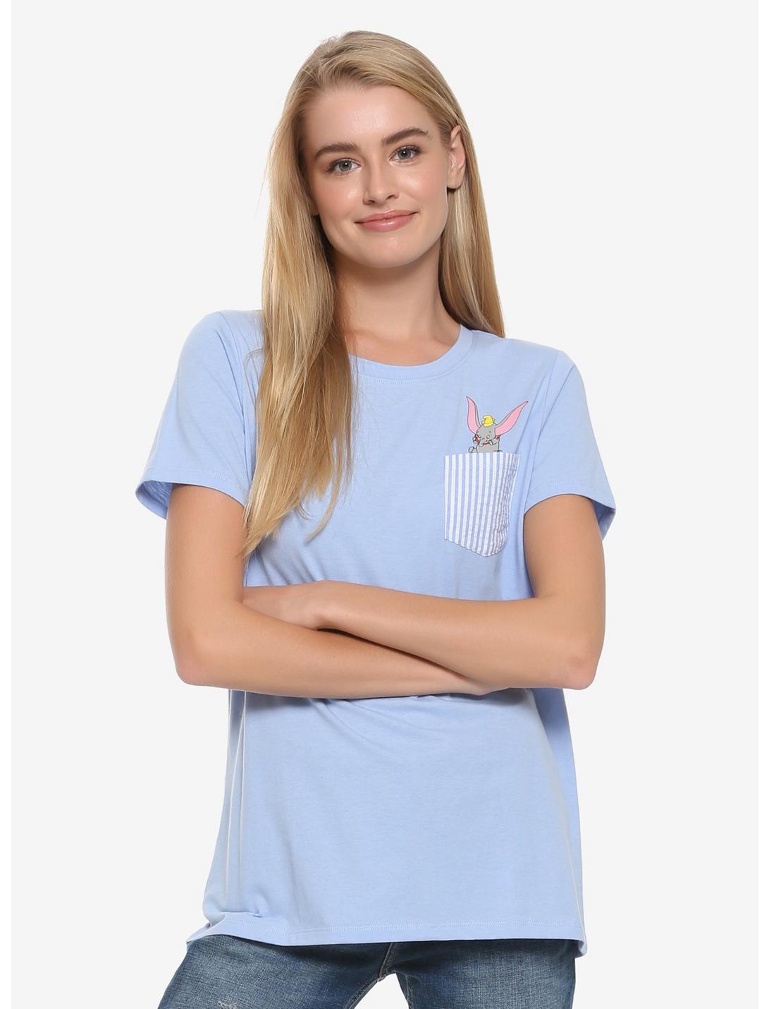 Disney Dumbo Striped Pocket Womens T-Shirt - BoxLunch Exclusive, BLUE, hi-res