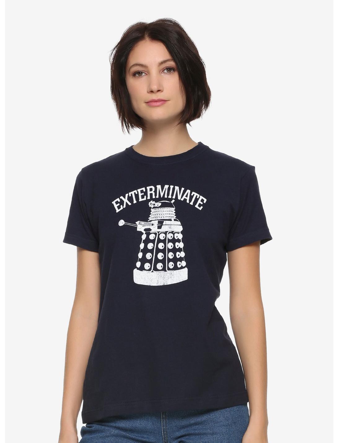 Doctor Who Exterminate Womens T-Shirt - BoxLunch Exclusive, NAVY, hi-res