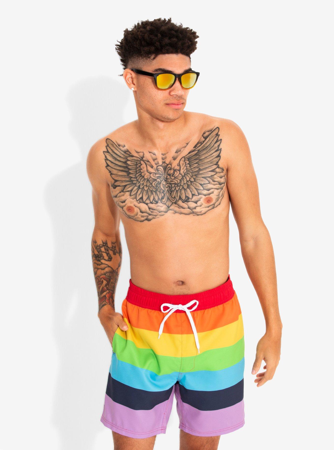 Rainbow Swim Trunks, RAINBOW, hi-res