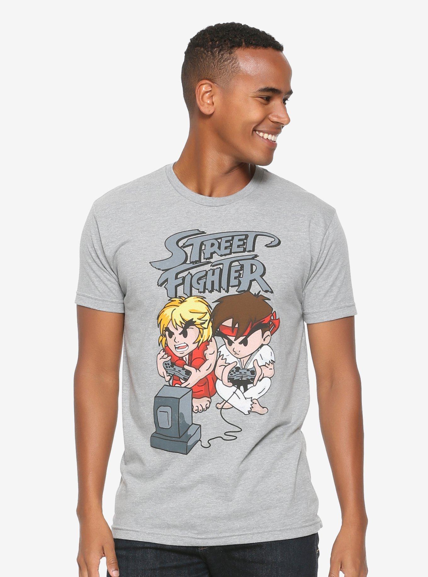 Street Fighter Ken Vs. Ryu T-Shirt - BoxLunch Exclusive, GREY, hi-res