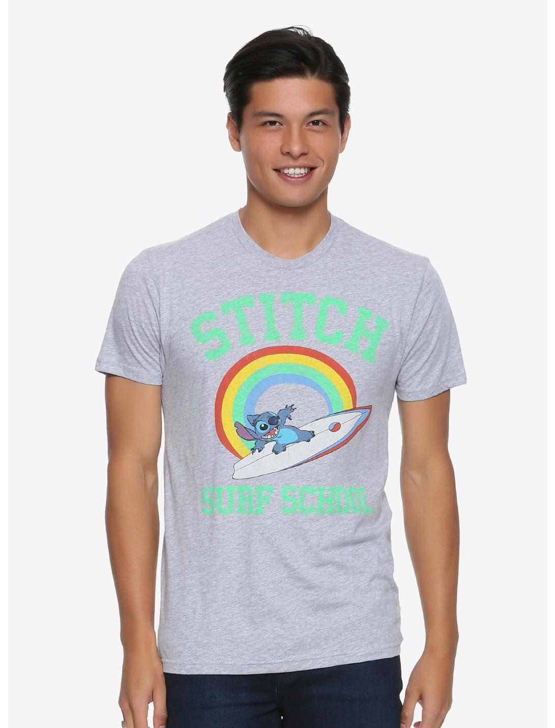 Disney Lilo & Stitch Surf School T-Shirt - BoxLunch Exclusive, GREY, hi-res