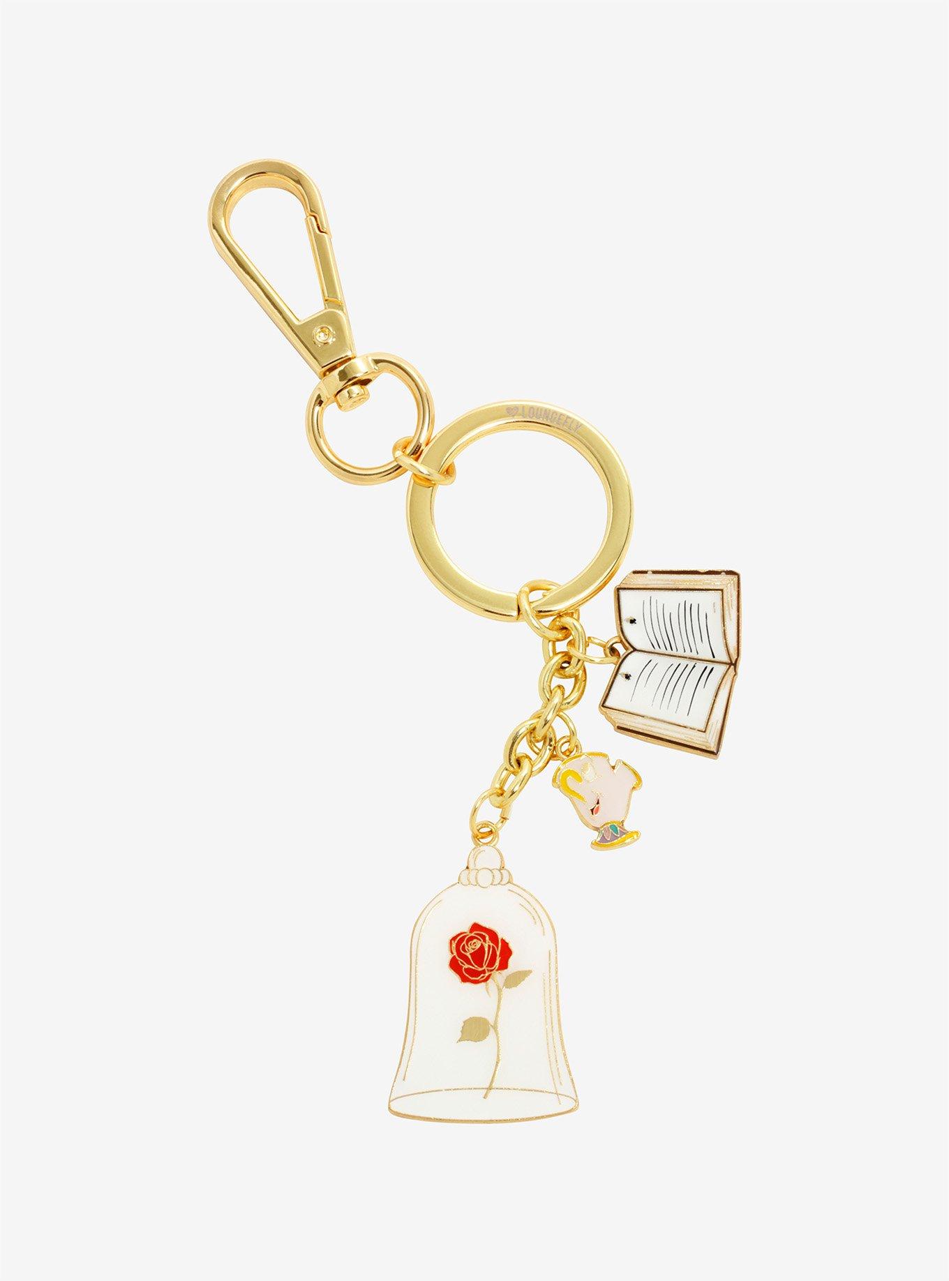 Loungefly Disney Beauty And The Beast Enchanted Rose Enamel Key Chain - BoxLunch Exclusive, , hi-res