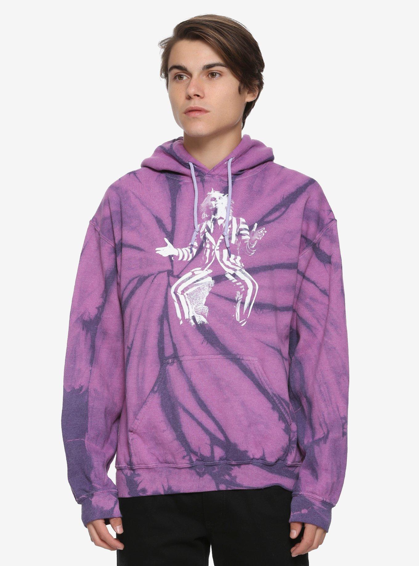 Beetlejuice Purple Tie-Dye Hoodie, BLACK, hi-res