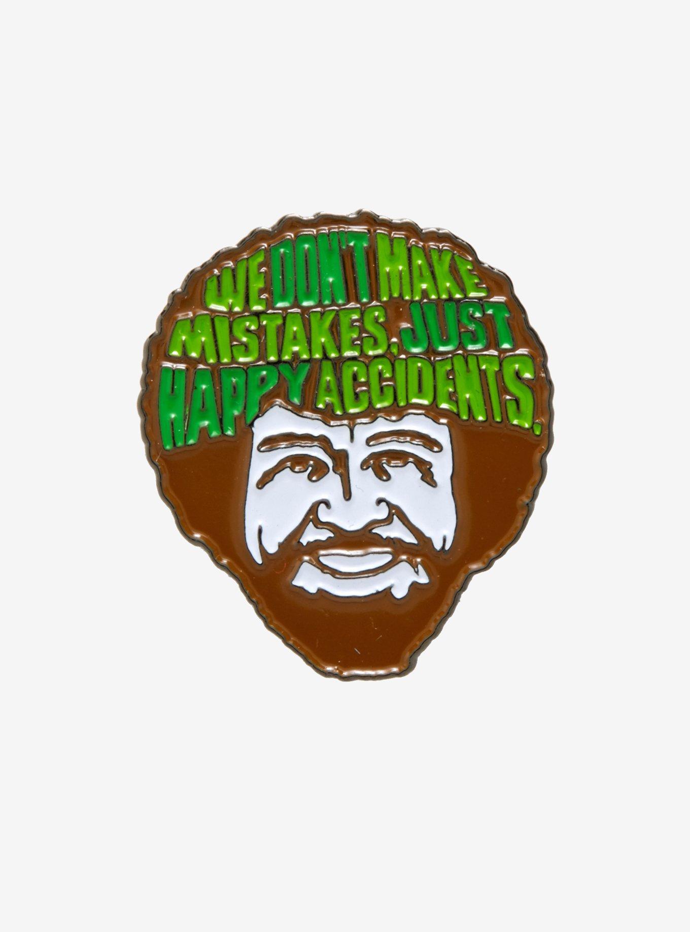 Bob Ross Face Happy Accidents Enamel Pin, , hi-res