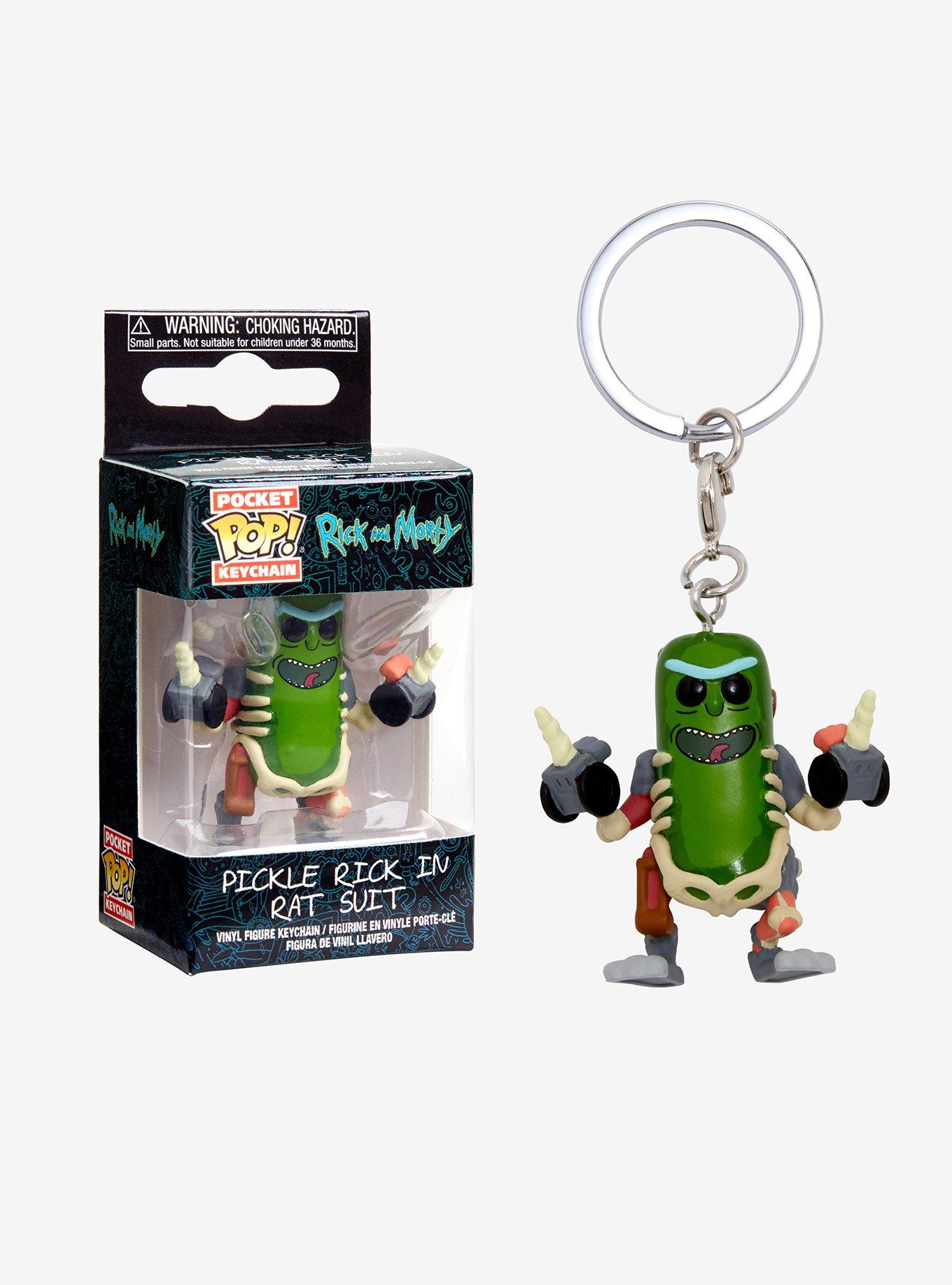 Funko Rick And Morty Pocket Pop! Pickle Rick In Rat Suit Vinyl Key Chain, , hi-res