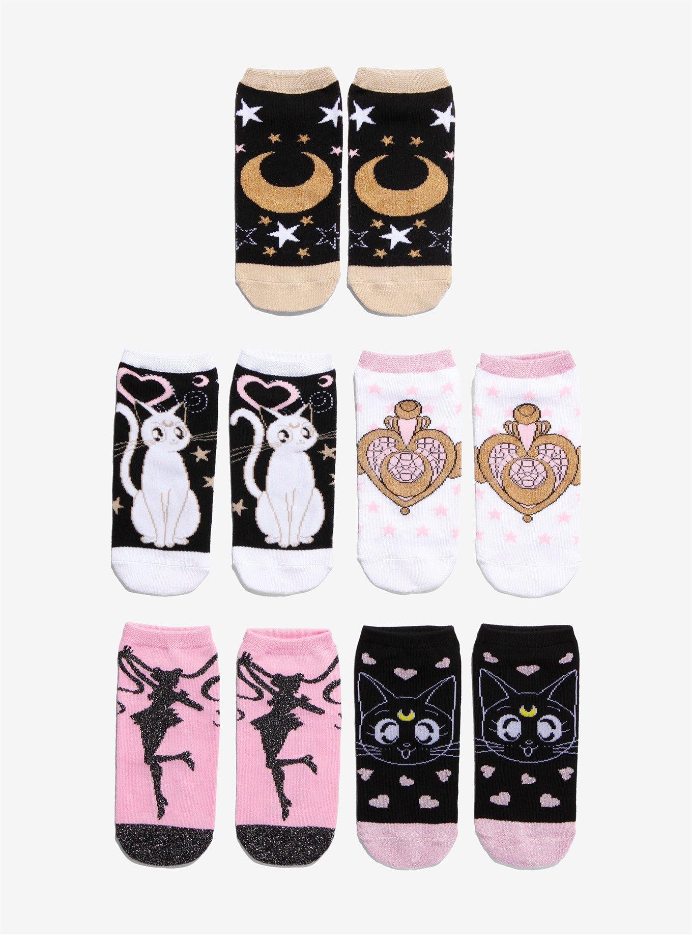 Sailor Moon Pink & Gold No-Show Socks, , hi-res