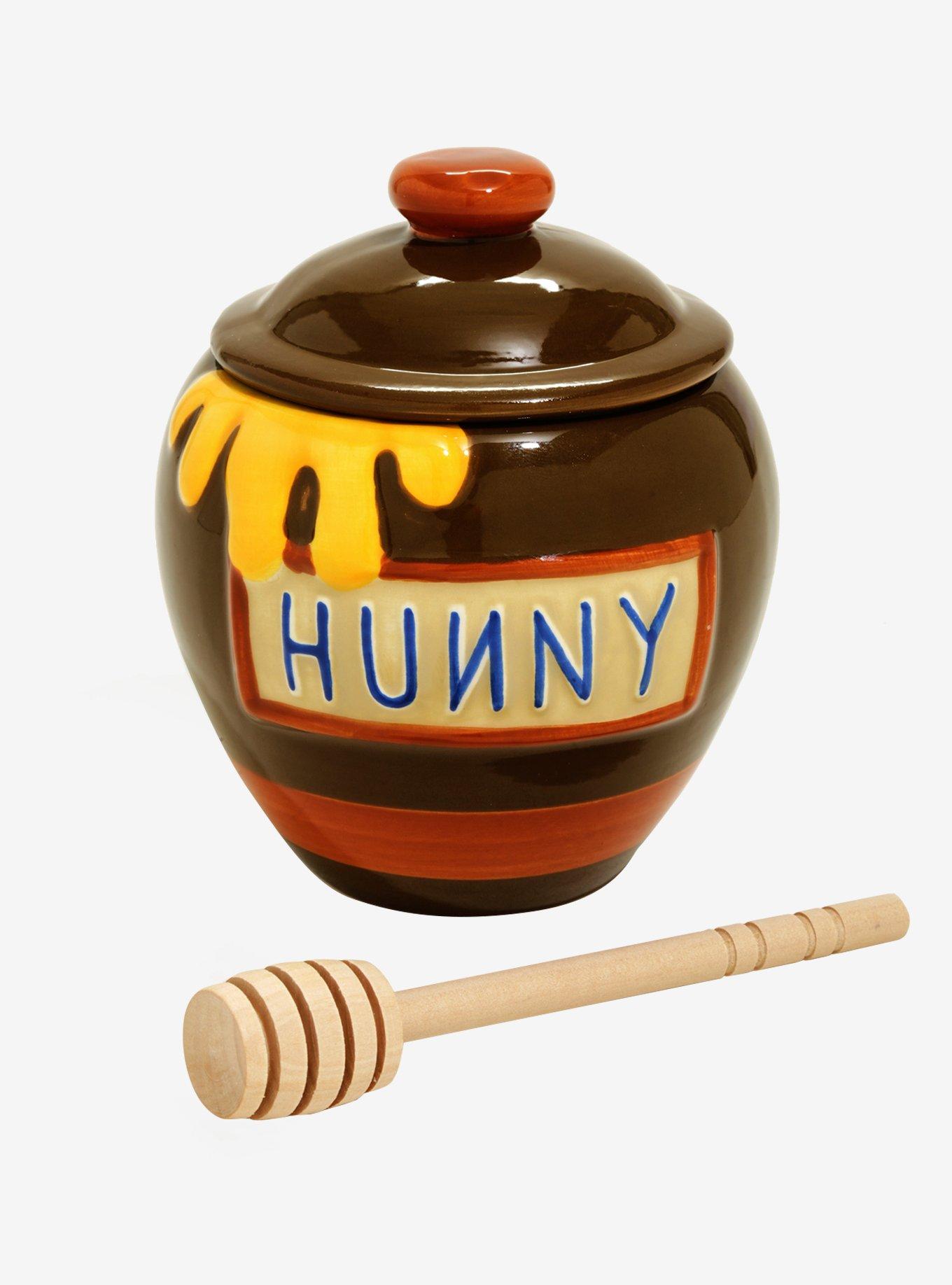 Winnie The Pooh Honey Pot Gift Set Ceramic Honey Pot Honey Dipper & Honey  New