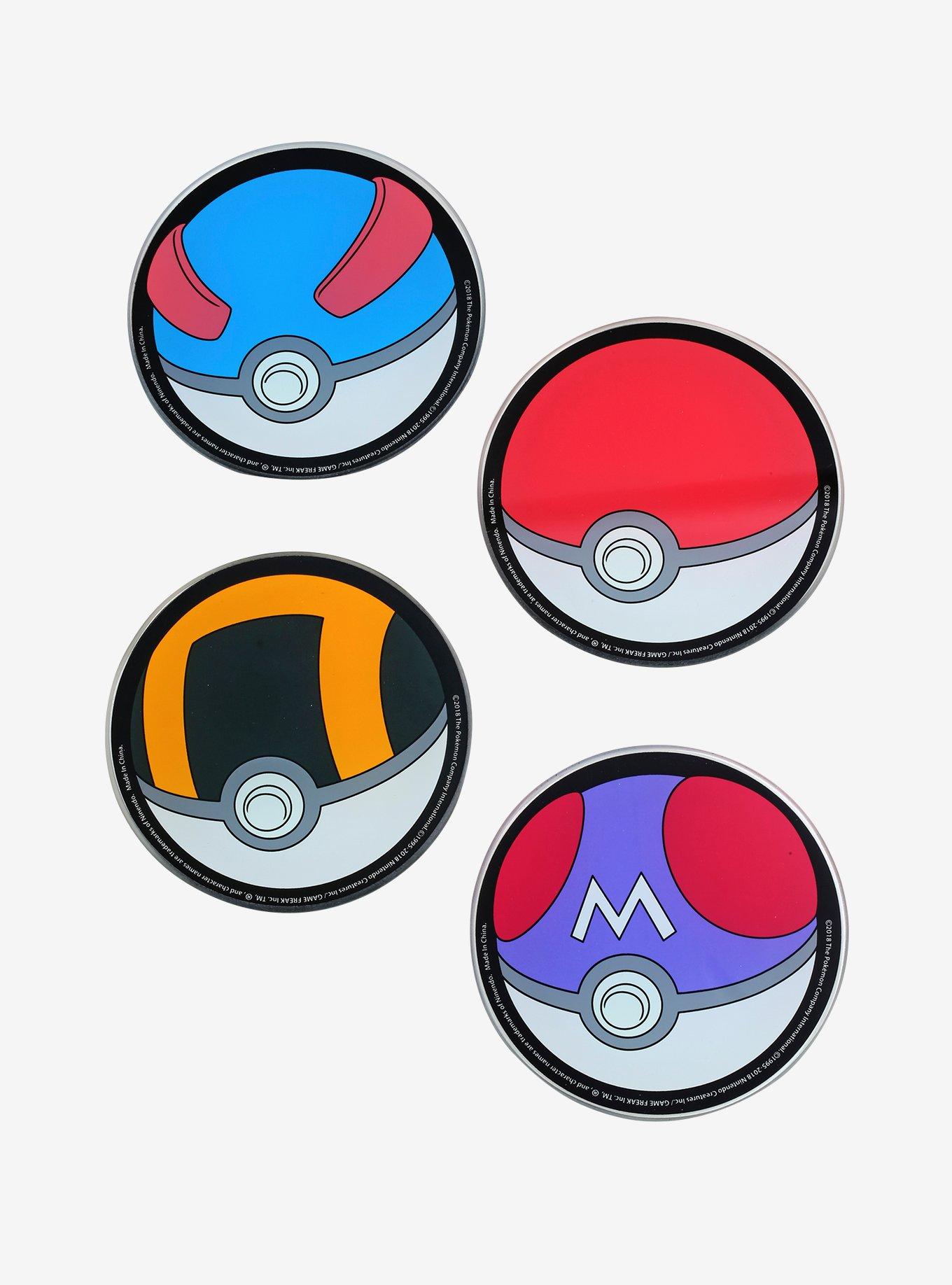 Pokemon Poke Ball Glass Coaster & Holder Set - BoxLunch Exclusive, , hi-res