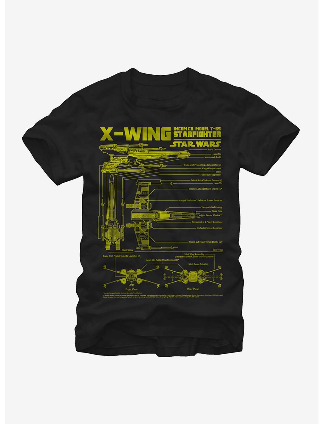 Star Wars X-Wing Schematics T-Shirt, BLACK, hi-res