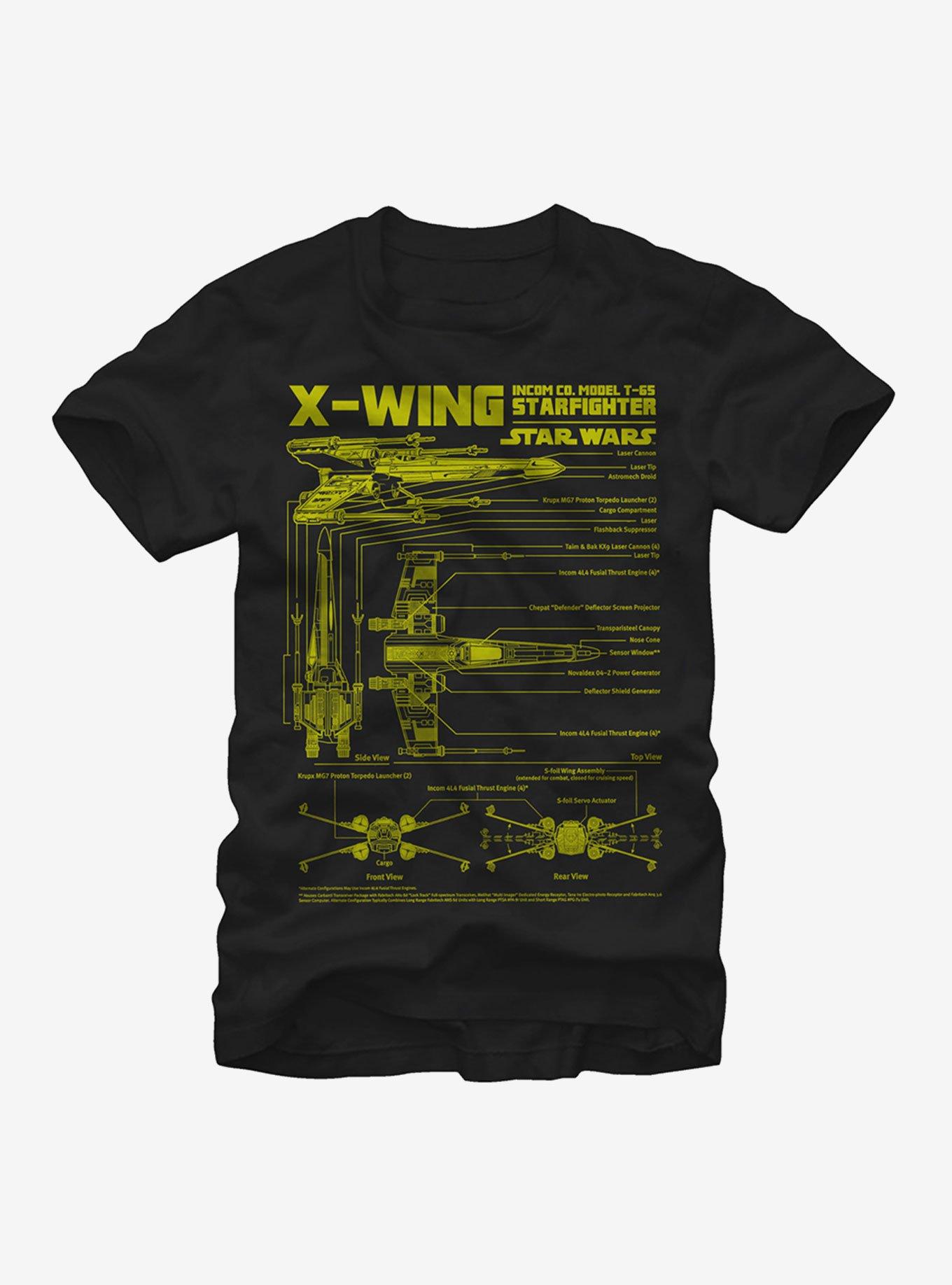Star Wars X-Wing Schematics T-Shirt, BLACK, hi-res