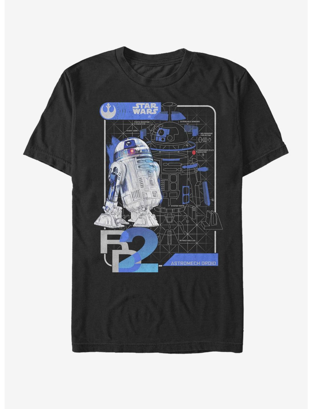 Star Wars R2-D2 Schematics T-Shirt, BLACK, hi-res