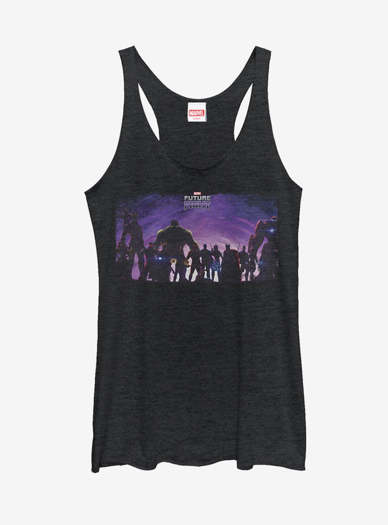 Marvel Future Fight Character Silhouette Girls Tank, BLK HTR, hi-res