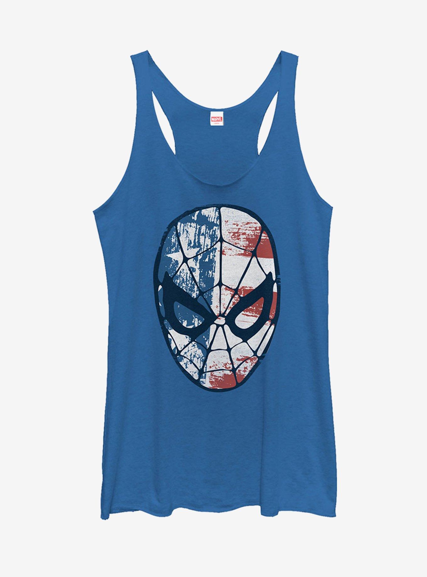 Marvel 4th of July Spider-Man American Flag Mask Girls Tank, ROY HTR, hi-res