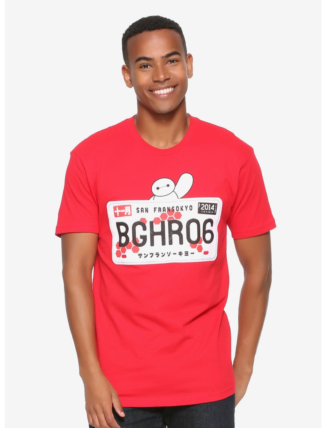 Disney Big Hero 6 Baymax License Plate T-Shirt - BoxLunch Exclusive, RED, hi-res