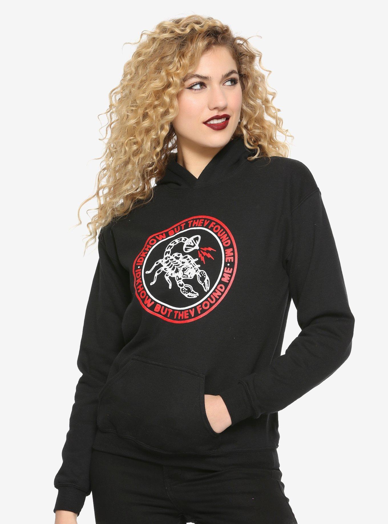 I Don't Know How But They Found Me Scorpion Girls Hoodie, BLACK, hi-res