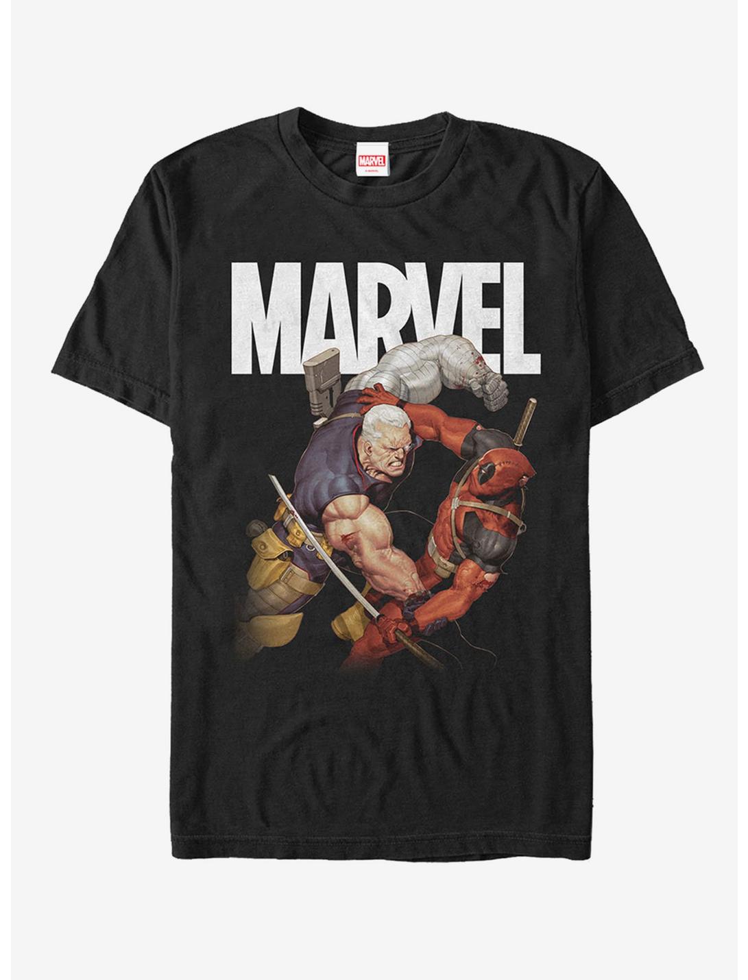Marvel Cable & Deadpool Battle T-Shirt, BLACK, hi-res