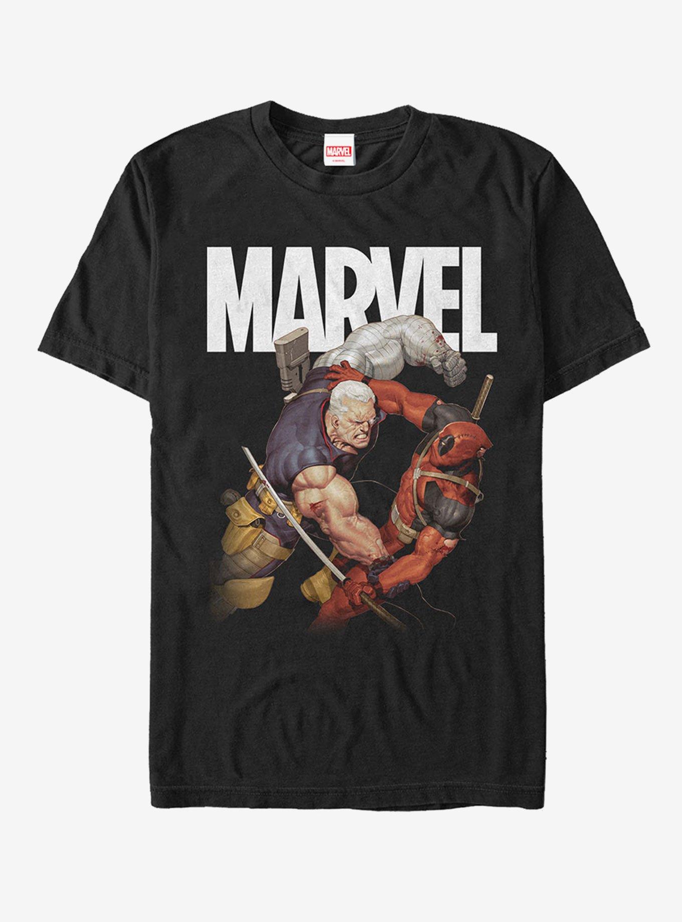 Marvel Cable & Deadpool Battle T-Shirt, BLACK, hi-res