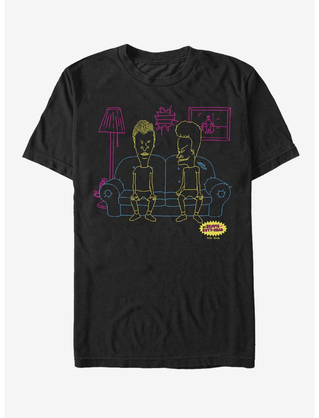 Beavis and Butt-Head Couch Outline T-Shirt, BLACK, hi-res