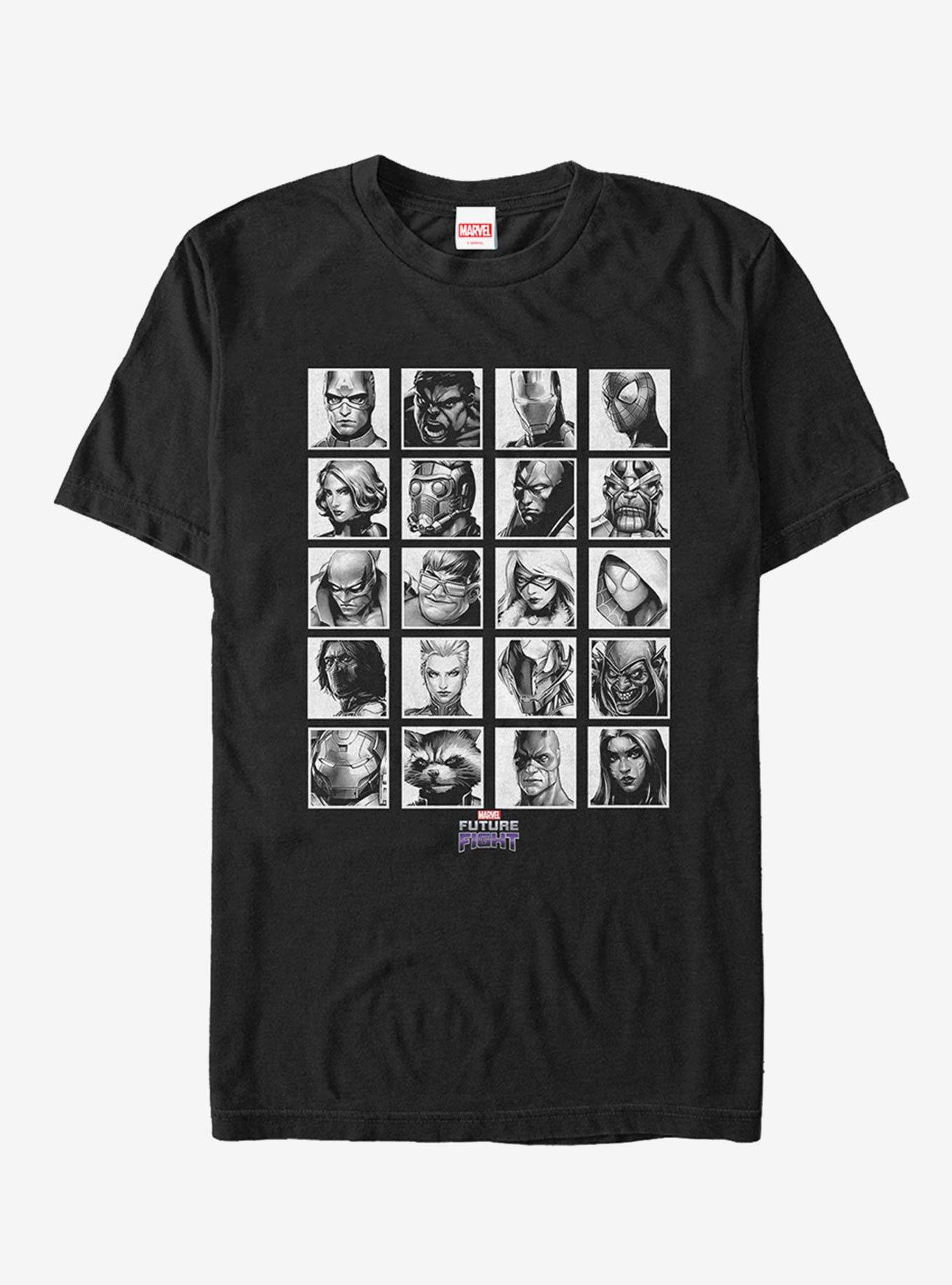 Marvel Future Fight Character Grayscale T-Shirt, BLACK, hi-res