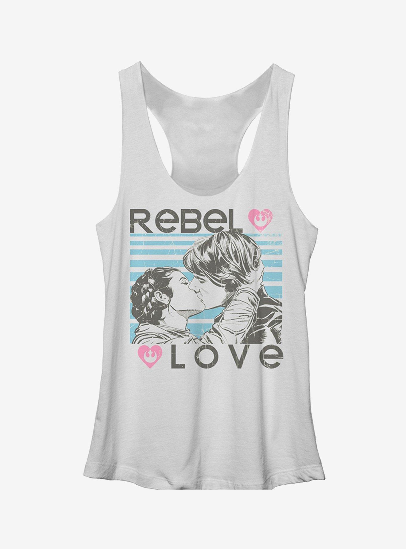 Star Wars Rebel Love Han and Leia Girls Tank, WHITE HTR, hi-res