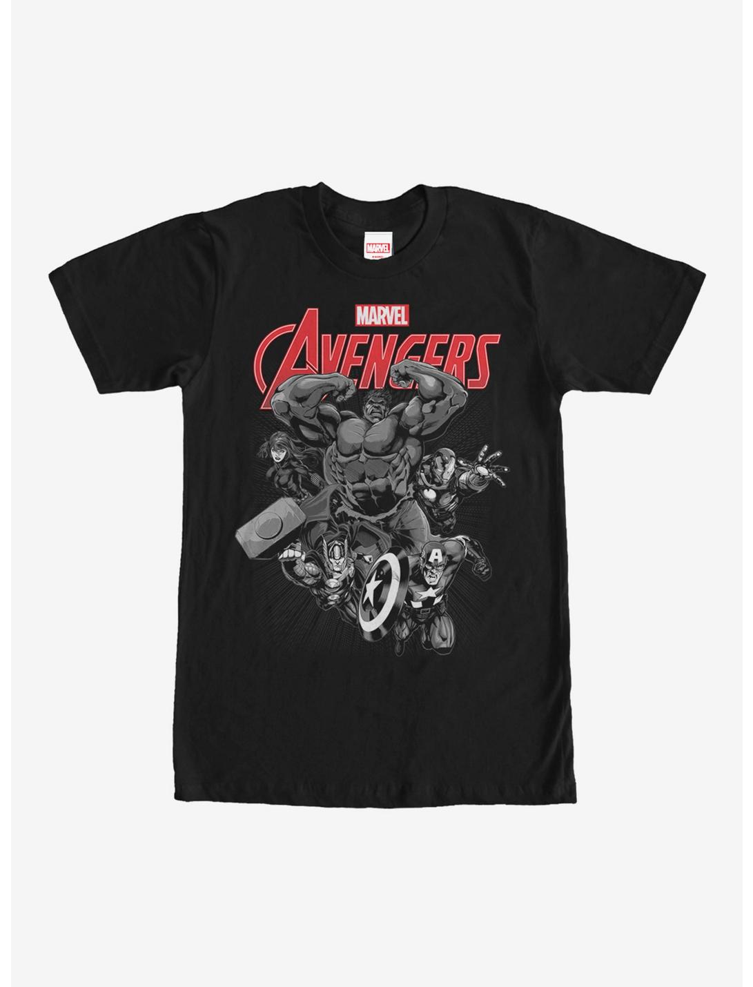 Marvel Avengers Attack Grayscale T-Shirt, BLACK, hi-res