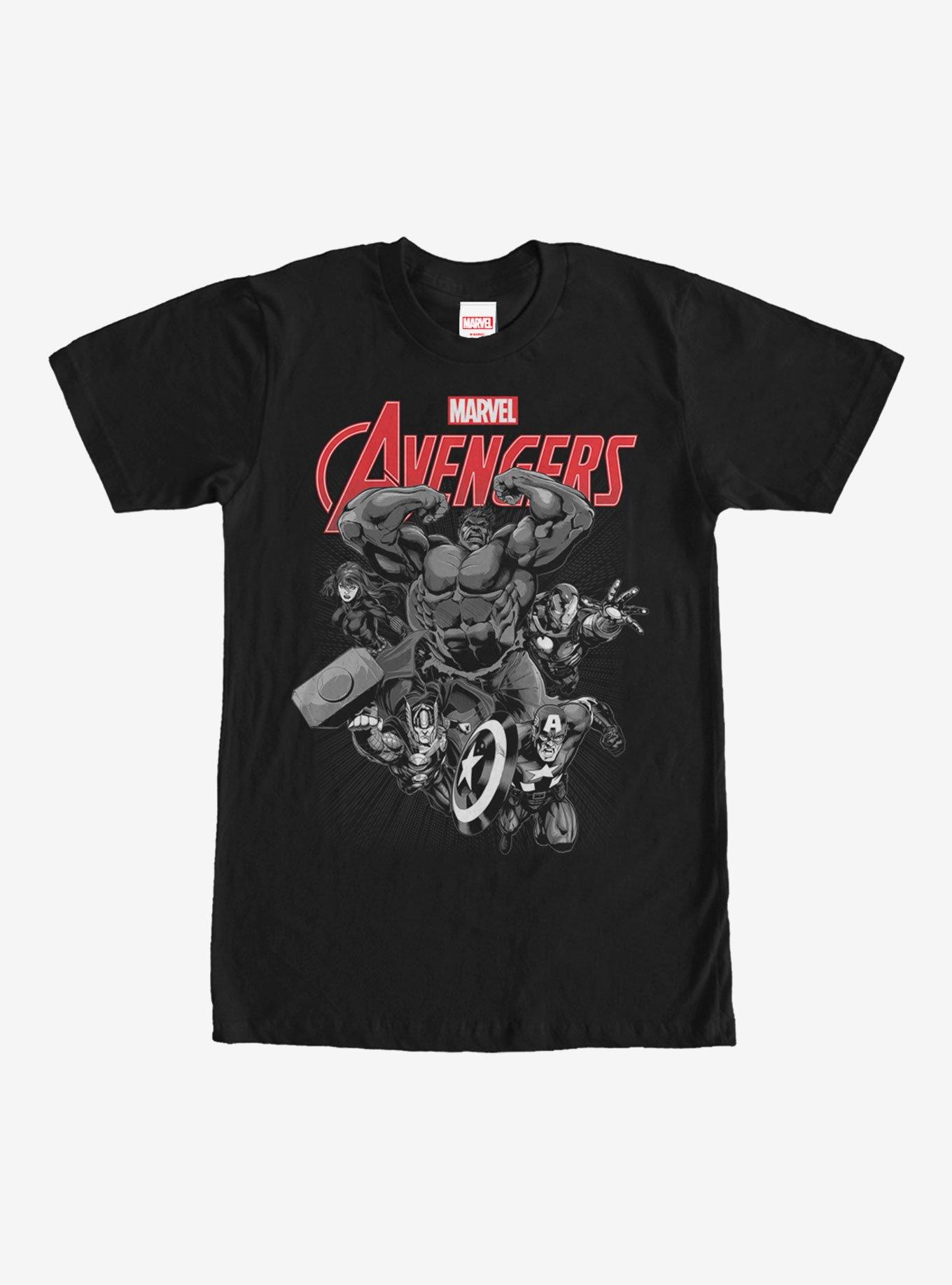 Marvel Avengers Attack Grayscale T-Shirt, BLACK, hi-res