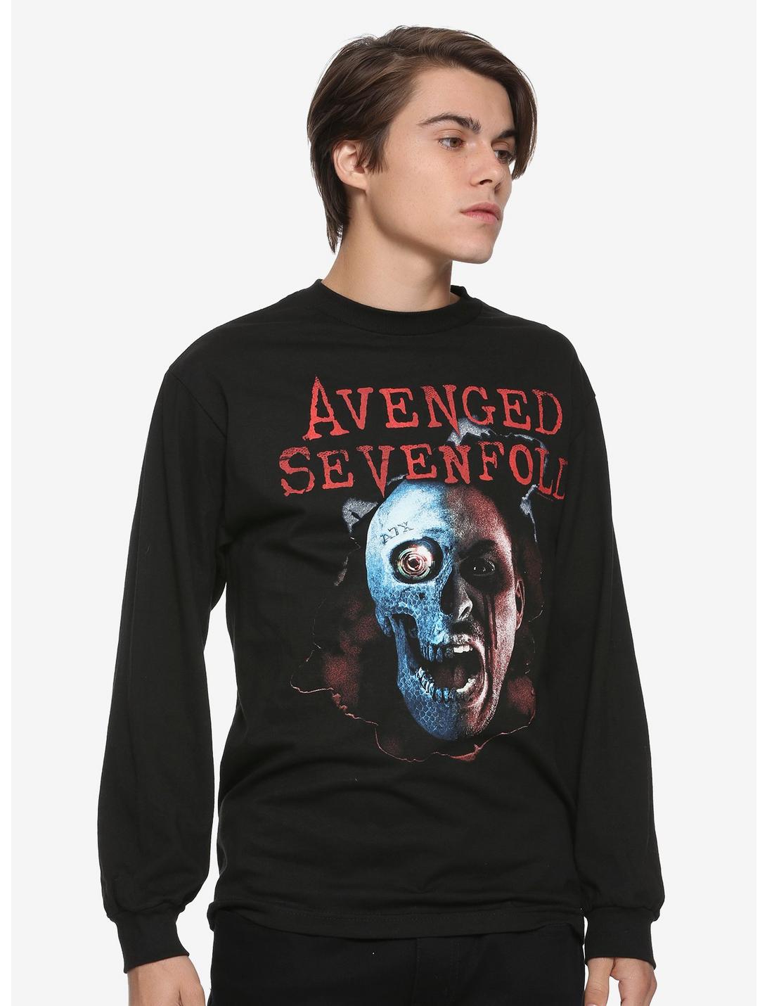 Avenged Sevenfold Two Faced Long-Sleeve T-Shirt, BLACK, hi-res