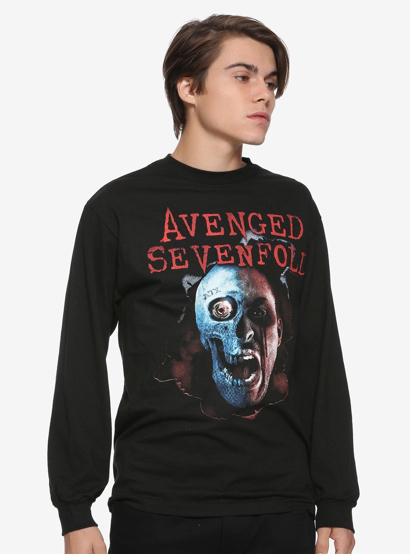 Avenged Sevenfold Two Faced Long-Sleeve T-Shirt, BLACK, hi-res