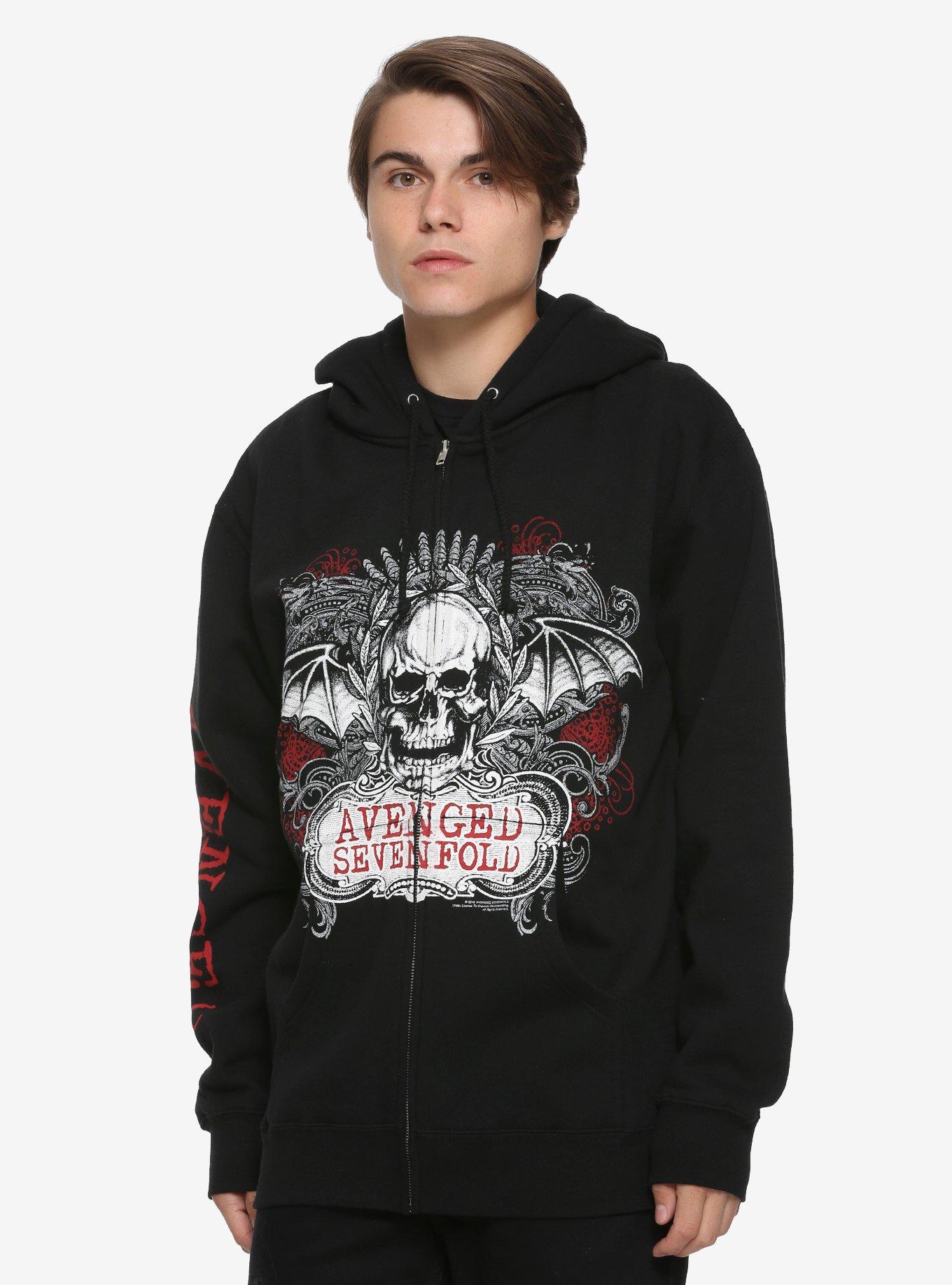 Hot Topic Crowned Skull With Wings Hoodie