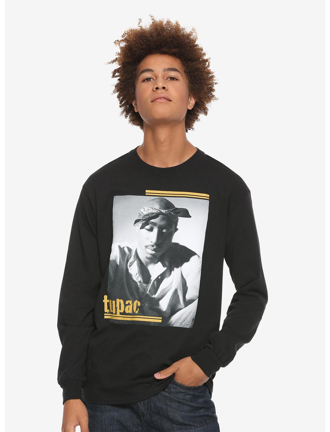 Tupac Portrait Long-Sleeve T-Shirt, BLACK, hi-res