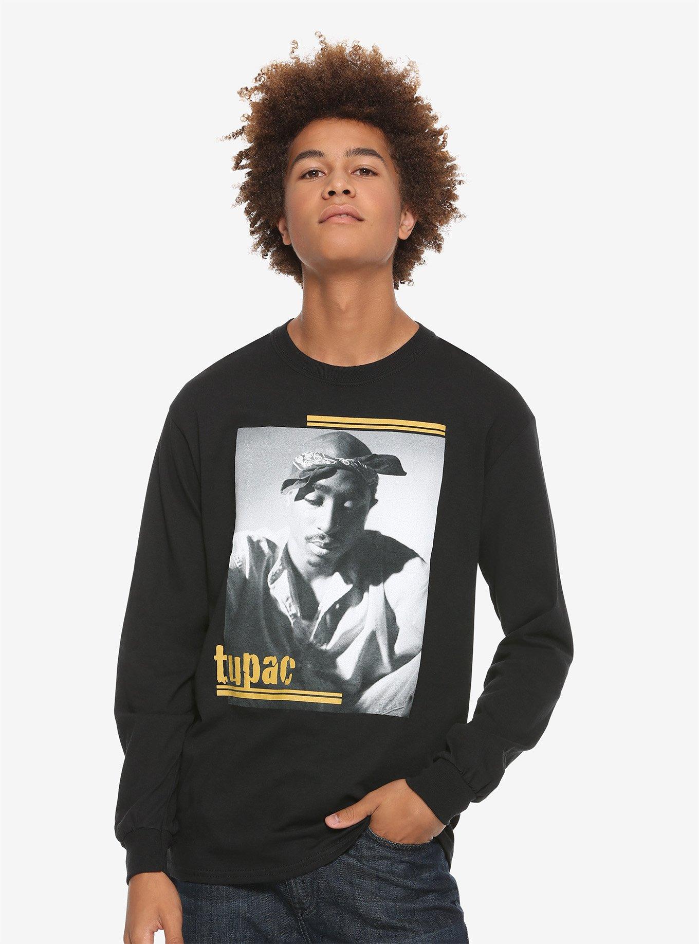 Tupac Portrait Long-Sleeve T-Shirt, BLACK, hi-res