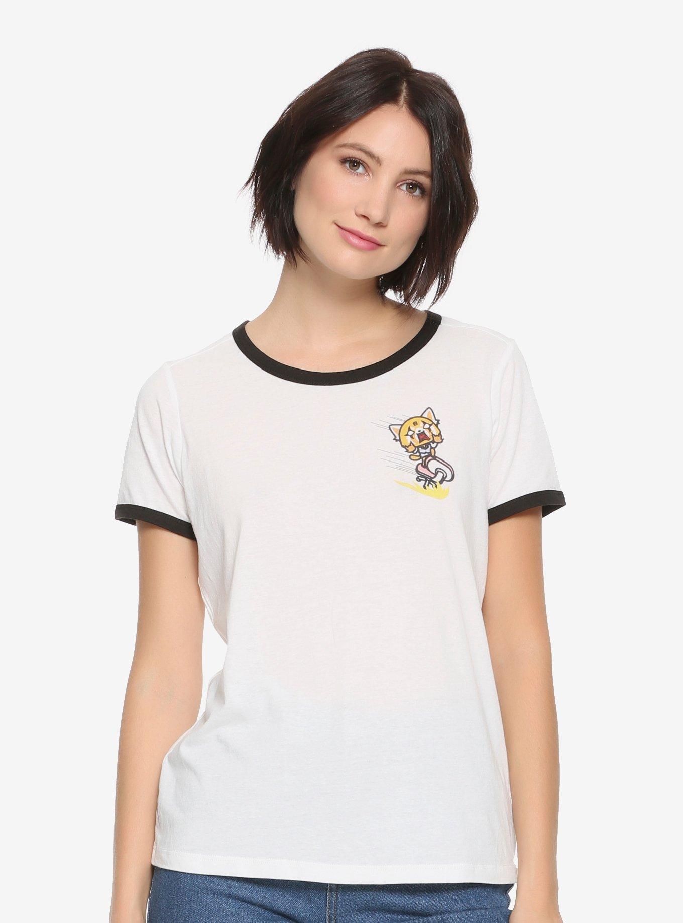 Aggretsuko Pastel Block Womens Ringer Tee - BoxLunch Exclusive, WHITE, hi-res