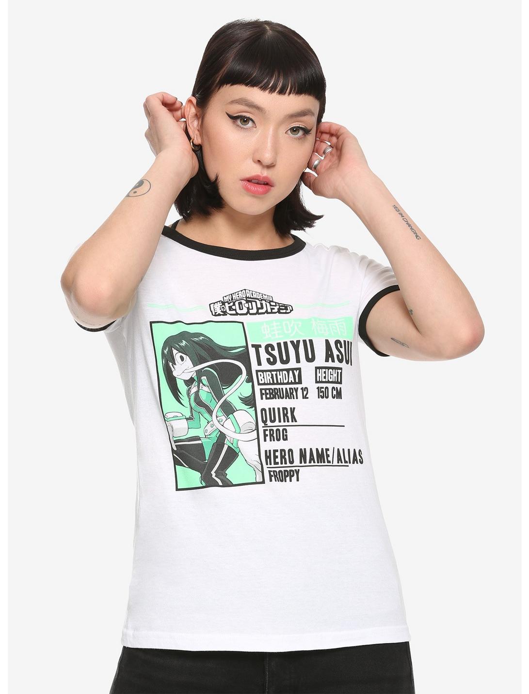 My Hero Academia Froppy Profile Girls Ringer T-Shirt, BLACK, hi-res