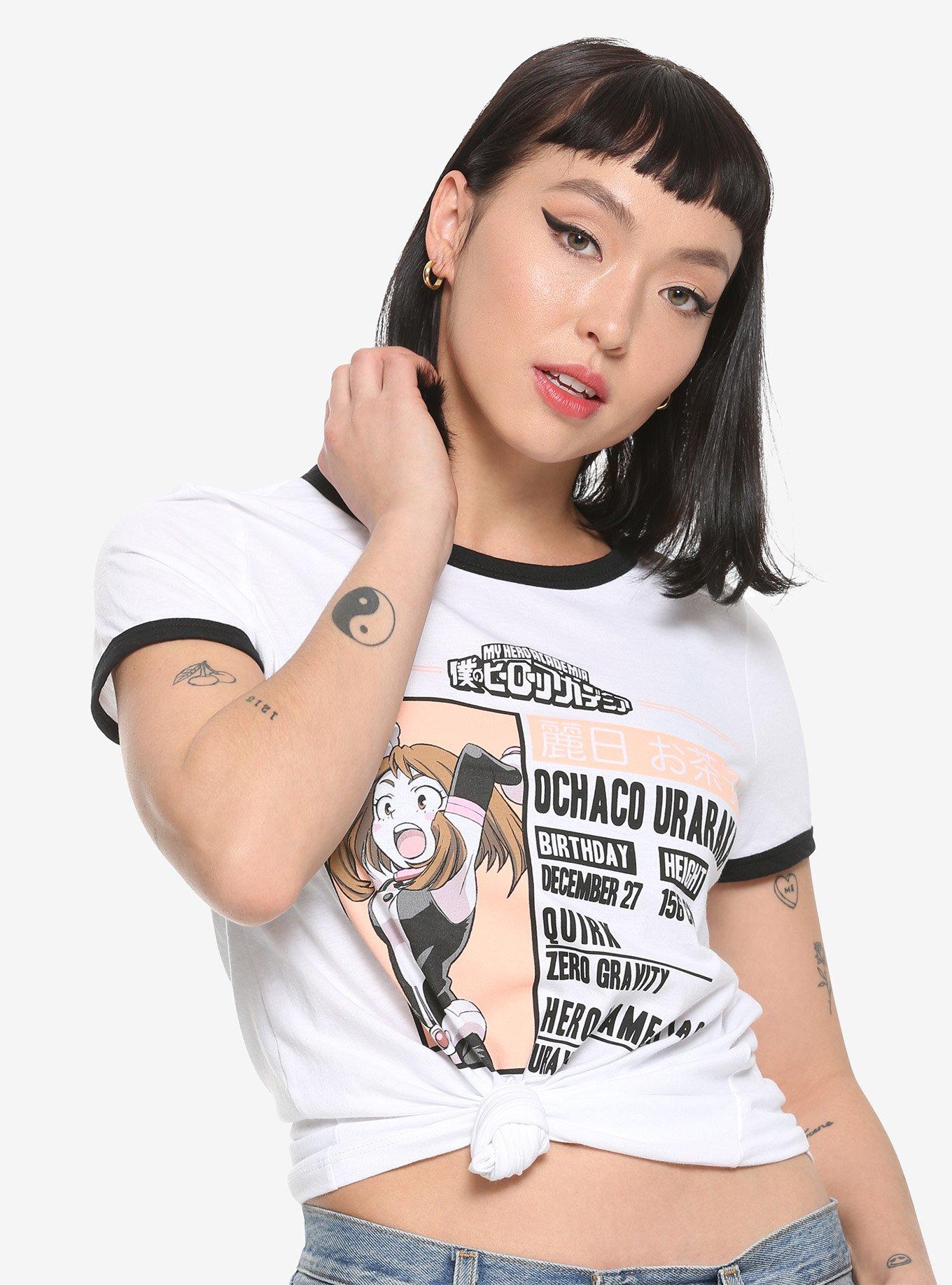 My Hero Academia Uraraka Info Girls Ringer T-Shirt, BLACK, hi-res